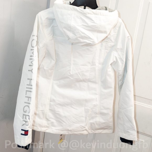 Tommy Hilfiger Women's Softshell Hooded Lined Jacket White‎ - Picture 3 of 5